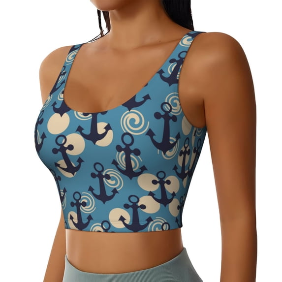 Lsque Anchors Printed Women'S Sports Bra, Compression, Moisture Wicking, High-Impact Sports Bra For Women,Supportive sports bra-
