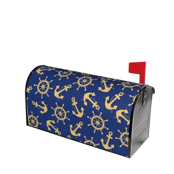 Lsque Anchors and Nautical Mailbox Cover Standard Size ,Magnetic Mailbox Covers Post Wraps Letter Box Cover -25.5x21 in