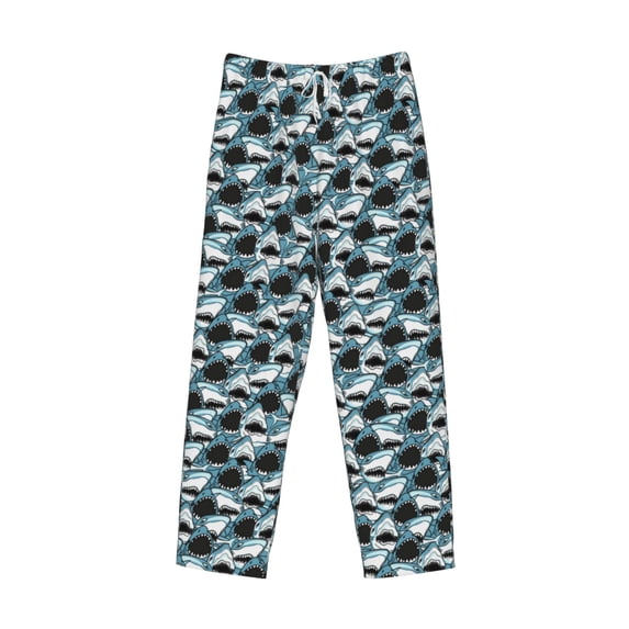 Lsque Angry Shark Print Men's Pajama Pants, Lounge Pant - Comfortable Home Wear,Elastic Waistband, Stylish Design-XX-Large