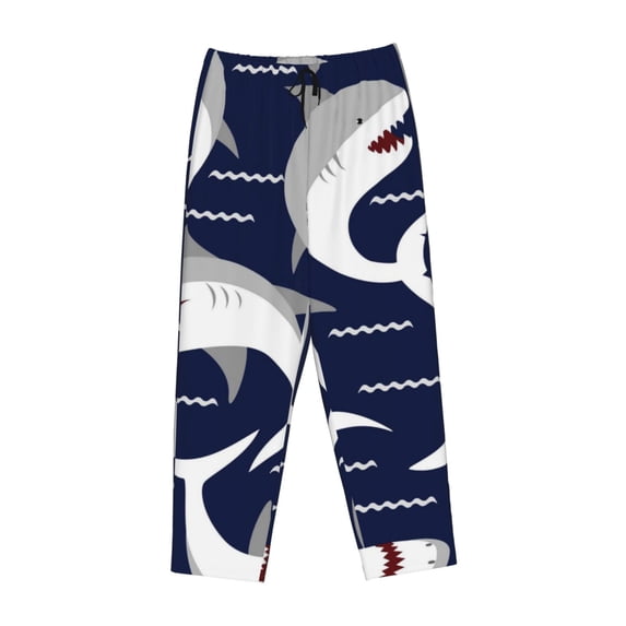 Lsque Angry Shark Print Women's Pajama Pants, Lounge Pant - Comfortable Home Wear,Elastic Waistband, Stylish Design-Large
