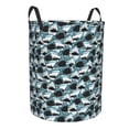 thumbnail image 1 of Lsque Angry Shark pattern Laundry Hamper Basket, Tall Woven Rope Hamper Basket for Clothes, Lightweight Storage Basket, Collapsible Waterproof-Medium, 1 of 8