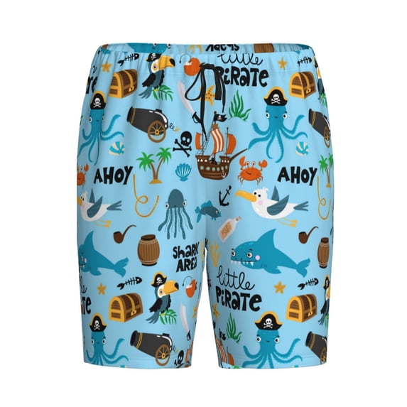 Lsque Animal Pirate Mens Sleep Pajama Shorts,Short Pajama Pants, Cotton Ultra-Soft Knit-4X-Large