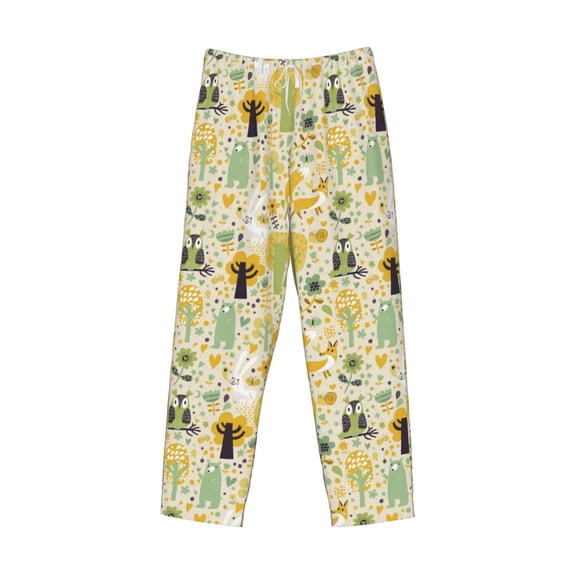 Lsque Animal Tree Print Men's Pajama Pants, Lounge Pant - Comfortable Home Wear,Elastic Waistband, Stylish Design-Small