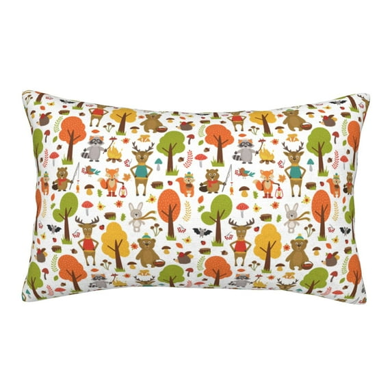 Lsque Animals Forest Pattern Pillow Case – Soft & Cozy Throw Pillow Cover, Hypoallergenic Cushion Case for Sleeping Women with Envelope Closure-14"x20"