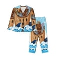 thumbnail image 1 of Lsque Animals on Noah's Ark Pattern Long Sleeve Pajama Set for Women - Soft 2-Piece Sleepwear and Loungewear Set with Pockets, Comfy Nightwear-XX-Large, 1 of 7