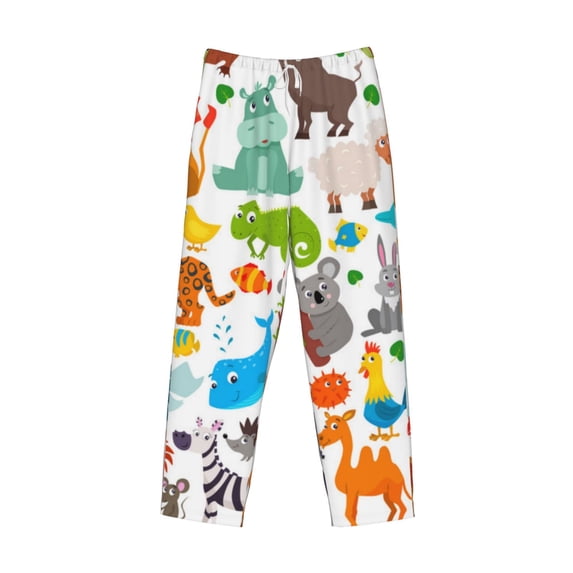 Lsque Animals Print Men's Pajama Pants, Lounge Pant - Comfortable Home Wear,Elastic Waistband, Stylish Design-Large