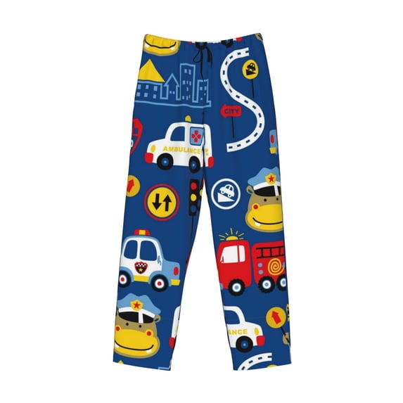 Lsque Animals Rescue Team Print Men's Pajama Pants, Lounge Pant - Comfortable Home Wear,Elastic Waistband, Stylish Design-Large