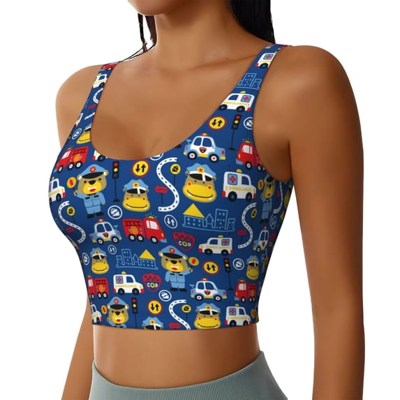 Lsque Animals Rescue Team Printed Women'S Sports Bra, Compression, Moisture Wicking, High-Impact Sports Bra For Women,Supportive sports bra-Large