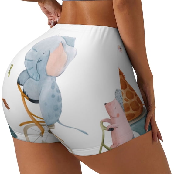 Lsque Animals in Transport Pattern High Waisted Biker Shorts for Women-Tummy Control Fitness Athletic Workout Running Yoga Gym Shorts,Moisture-Wicking-Small