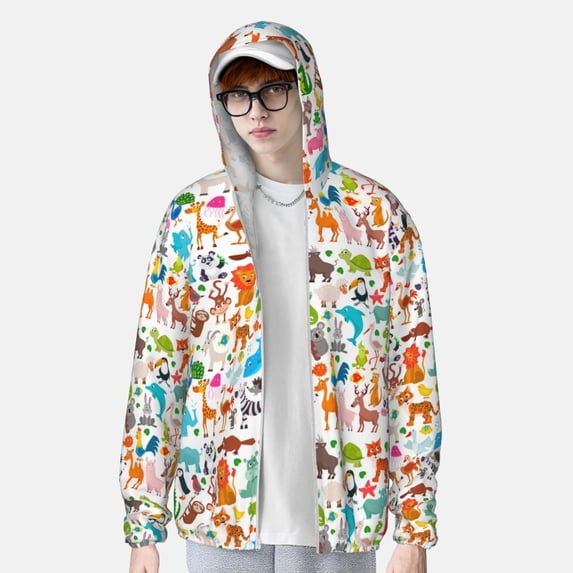 Lsque Animals UPF 50+ Lightweight Sun Protection Men's Women's Long Sleeve Shirt, Hoodie Performance -XX-Large
