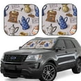 thumbnail image 1 of Lsque Antique Vintage Teapot Coffee Grinder 2 PCS Windshield Sun Shade | CarFoldable Window Covers | Car Accessories Reflect UV for Universal Cars SUV Truck | Small, 1 of 7