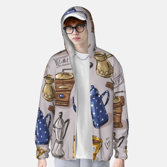 Lsque Antique Vintage Teapot Coffee Grinder UPF 50+ Lightweight Sun Protection Men's Women's Long Sleeve Shirt, Hoodie Performance -Small