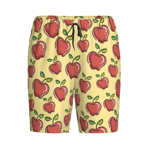 Lsque Apple Mens Sleep Pajama Shorts,Short Pajama Pants, Cotton Ultra-Soft Knit-Large