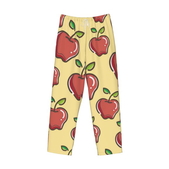 Lsque Apple Print Men's Pajama Pants, Lounge Pant - Comfortable Home Wear,Elastic Waistband, Stylish Design-XX-Large
