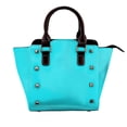 thumbnail image 1 of Lsque Aqua Pattern Leather Rivet Shoulder Bag – Elegant Genuine Leather & Microfiber PU Crossbody with Detachable Adjustable Strap, 1 of 5