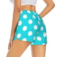 thumbnail image 1 of Lsque Aqua And White Polka Dot Printed Women's Running Shorts with Liner Pockets,Elastic Quick Dry Workout Athletic Gym Yoga Shorts,Womens High Waist Shorts-, 1 of 9