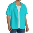 thumbnail image 1 of Lsque Aqua print Men's Cuban Collar Short Sleeve Shirt Summer Beachwear Casual Button Down Fashionable Vacation Leisure Shirt-Medium, 1 of 7