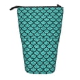 thumbnail image 1 of Lsque Aquamarine Glitter Pattern Telescopic Pencil Bag Pen Holder Stationery Case, Stand-up Retractable Transformer Bag Organizer, 1 of 6