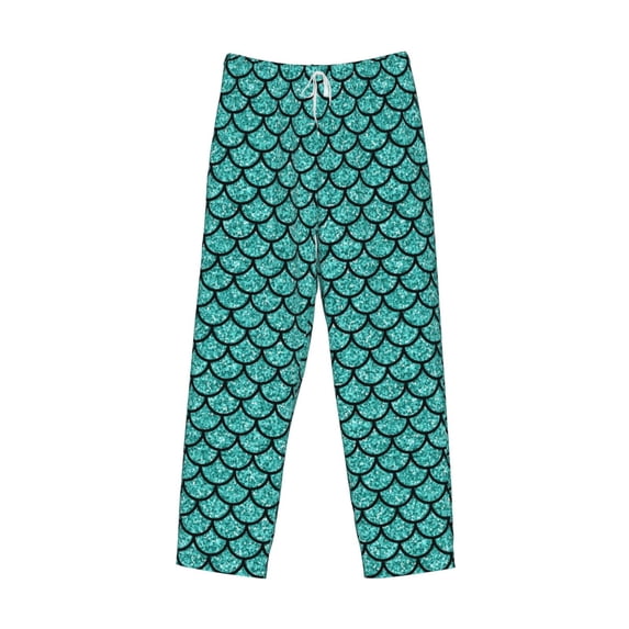 Lsque Aquamarine Glitter Print Men's Pajama Pants, Lounge Pant - Comfortable Home Wear,Elastic Waistband, Stylish Design-Small