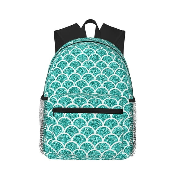 Lsque Aquamarine Glitter1 Classic Casual Backpack - Large Capacity Water-Resistant Backpack for School, Work, Travel, and Outdoor Activities