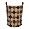 thumbnail image 1 of Lsque Argyle of brown Pattern Laundry Hamper Basket, Tall Woven Rope Hamper Basket for Clothes, Lightweight Storage Basket, Collapsible Waterproof-Small, 1 of 6