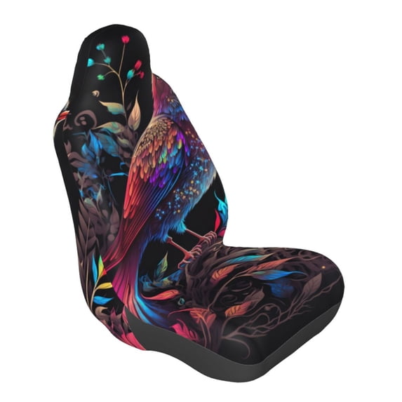 Lsque Artistic Colorful Bird Pattern Car Seat Covers for Front Seats , Waterproof Seat Covers for Cars, Sporty Front Seat Covers,Car Seat Cover Protector Front Seats