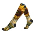 thumbnail image 1 of Lsque Artistic Oil Painting Sunflower Pattern Sport Compression Socks for Men & Women 15-20 mmHg Knee High Nurse Pregnant Running Medical and Travel Athletic, 1 of 6