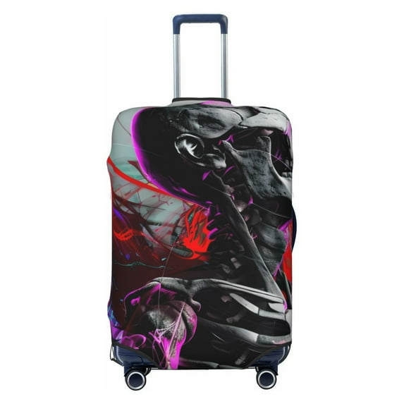 Lsque Artistic Skull Printed Luggage Cover, Travel Luggage Protector,Scratch and Dirt Resistant, Fits 18-32 Inch Luggage - Small