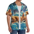 thumbnail image 1 of Lsque Artistic Starry Sky Cloud Dog print Men's Cuban Collar Short Sleeve Shirt Summer Beachwear Casual Button Down Fashionable Vacation Leisure Shirt-XX-Large, 1 of 7