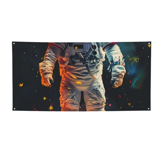 Lsque Astronaut Cosmic Rainbow Pattern Party Banner, Festive Banner , Holiday Celebrations and Events for Carnival Birthday Party Festival Decorations-Small