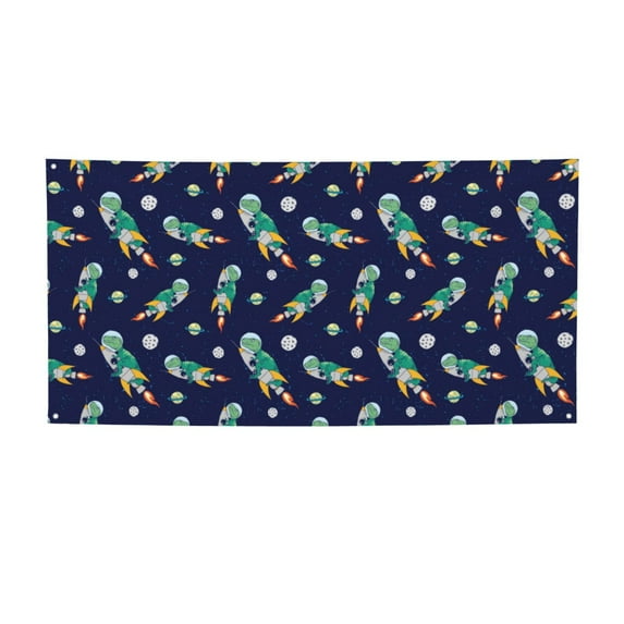 Lsque Astronaut Dinosaur Pattern Party Banner, Festive Banner , Holiday Celebrations and Events for Carnival Birthday Party Festival Decorations-Small