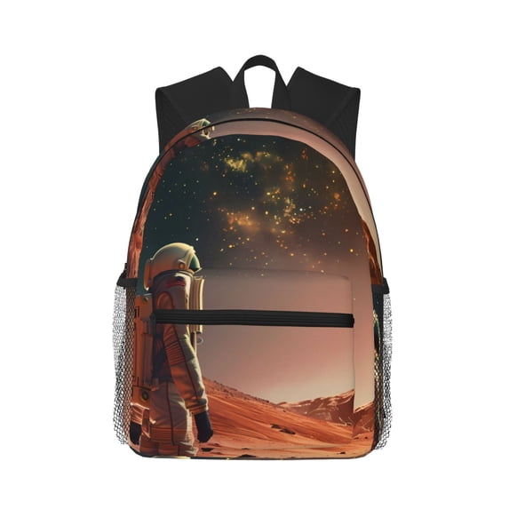 Lsque Astronaut On Mars A Classic Casual Backpack - Large Capacity Water-Resistant Backpack for School, Work, Travel, and Outdoor Activities