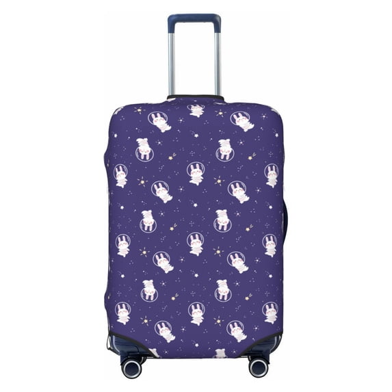 Lsque Astronaut Rabbit Printed Luggage Cover, Travel Luggage Protector,Scratch and Dirt Resistant, Fits 18-32 Inch Luggage -