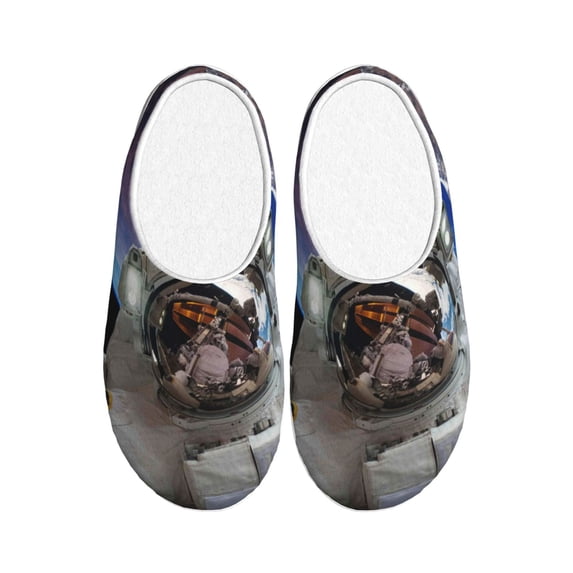 Lsque Astronaut in Outer Space Pattern Womens Comfort Cotton on Scuff With Memory Foam and Anti-skid Sole Slipper-37/38