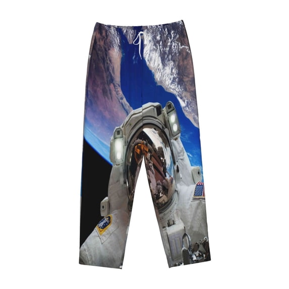 Lsque Astronaut in Outer Space Print Women's Pajama Pants, Lounge Pant - Comfortable Home Wear,Elastic Waistband, Stylish Design-XX-Large