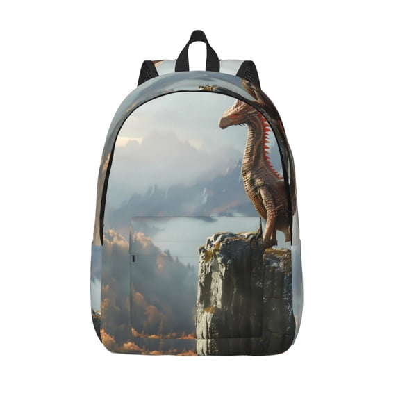 Lsque Autumn Dragon Mountain View Pattern Canvas Daypack, Durable Backpack, High-quality Versatile Backpack,Vintage Compact Backpack-Small