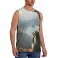 thumbnail image 1 of Lsque Autumn Dragon Mountain View Print Men's Cotton Blend Sleeveless Muscle Shirts (S-3XL)- Moisture Wicking, Odor Protection, UPF 30+,XX-Large, 1 of 8