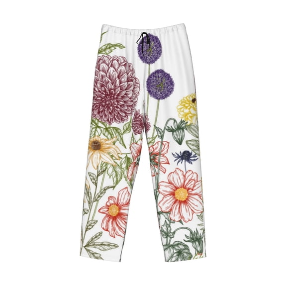 Lsque Autumn Garden Print Men's Pajama Pants, Lounge Pant - Comfortable Home Wear,Elastic Waistband, Stylish Design-Small