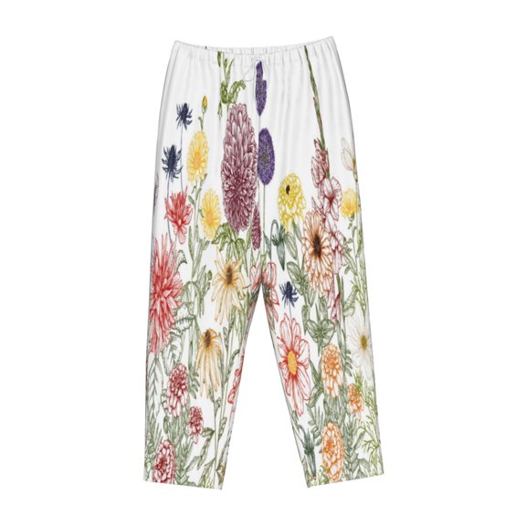 Lsque Autumn Garden Print Women's Pajama Pants, Lounge Pant - Comfortable Home Wear,Elastic Waistband, Stylish Design-Small