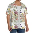 thumbnail image 1 of Lsque Autumn Garden print Men's Cuban Collar Short Sleeve Shirt Summer Beachwear Casual Button Down Fashionable Vacation Leisure Shirt-Medium, 1 of 7