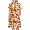 thumbnail image 1 of Lsque Autumn Leaves 2 Print Women's Casual Dress T-Shirt Summer Short Sleeve Scoop Neck Swing Dresses, 1 of 6