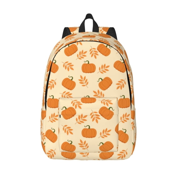 Lsque Autumn Leaves And Pumpkins Pattern Canvas Daypack, Durable Backpack, High-quality Versatile Backpack,Vintage Compact Backpack-Small