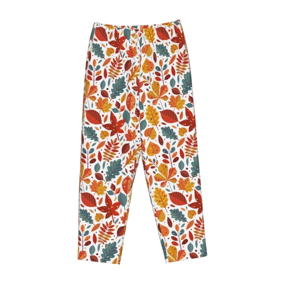 Lsque Autumn Leaves Print Women's Pajama Pants, Lounge Pant - Comfortable Home Wear,Elastic Waistband, Stylish Design-Small