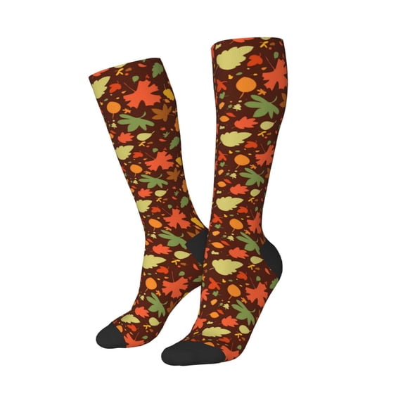 Lsque Autumn Leaves Printed Crew Socks Men's Women's LightWeight Thin Casual Calf Socks ,Knee High Socks,Cotton Socks