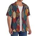 thumbnail image 1 of Lsque Autumn Leaves print Men's Cuban Collar Short Sleeve Shirt Summer Beachwear Casual Button Down Fashionable Vacation Leisure Shirt-Small, 1 of 7