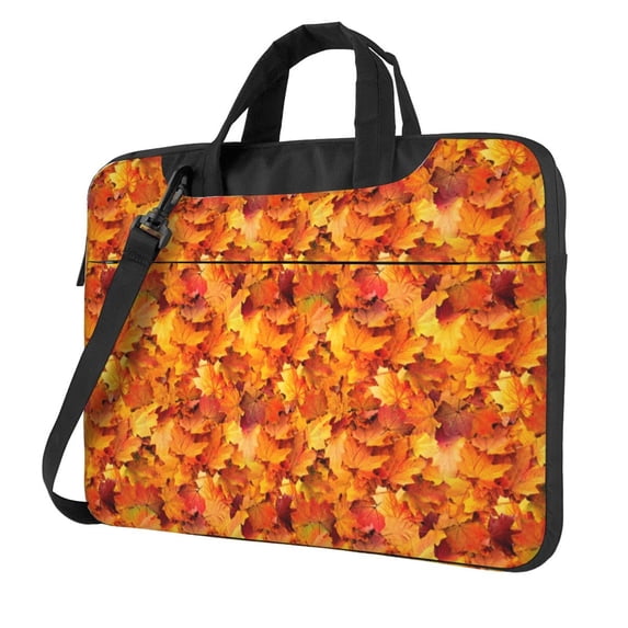 Lsque Autumn Maple Leaf Pile Pattern Laptop Bag – Portable & Slim Single-Shoulder Computer Case with Adjustable Strap, Protective, Lightweight for 13”/14”/15.6” Laptops