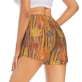 thumbnail image 1 of Lsque Autumn Maple Leaf Stripes Printed Women's Running Shorts with Liner Pockets,Elastic Quick Dry Workout Athletic Gym Yoga Shorts,Womens High Waist Shorts-, 1 of 9