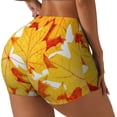 thumbnail image 1 of Lsque Autumn Maple Leaves Pattern High Waisted Biker Shorts for Women-Tummy Control Fitness Athletic Workout Running Yoga Gym Shorts,Moisture-Wicking-Large, 1 of 9