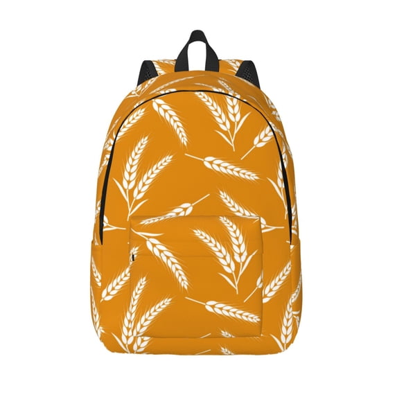 Lsque Autumn Orange Wheat Pattern Canvas Daypack, Durable Backpack, High-quality Versatile Backpack,Vintage Compact Backpack-Medium
