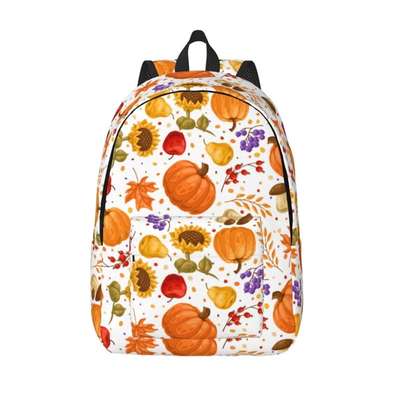 Lsque Autumn Plants Pattern Canvas Daypack, Durable Backpack, High-quality Versatile Backpack,Vintage Compact Backpack-Medium